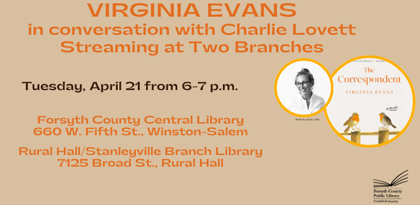 Watch Virginia Evans event live at two Library branches