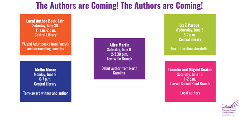 Five author events are on Forsyth County Public Library's Horizon