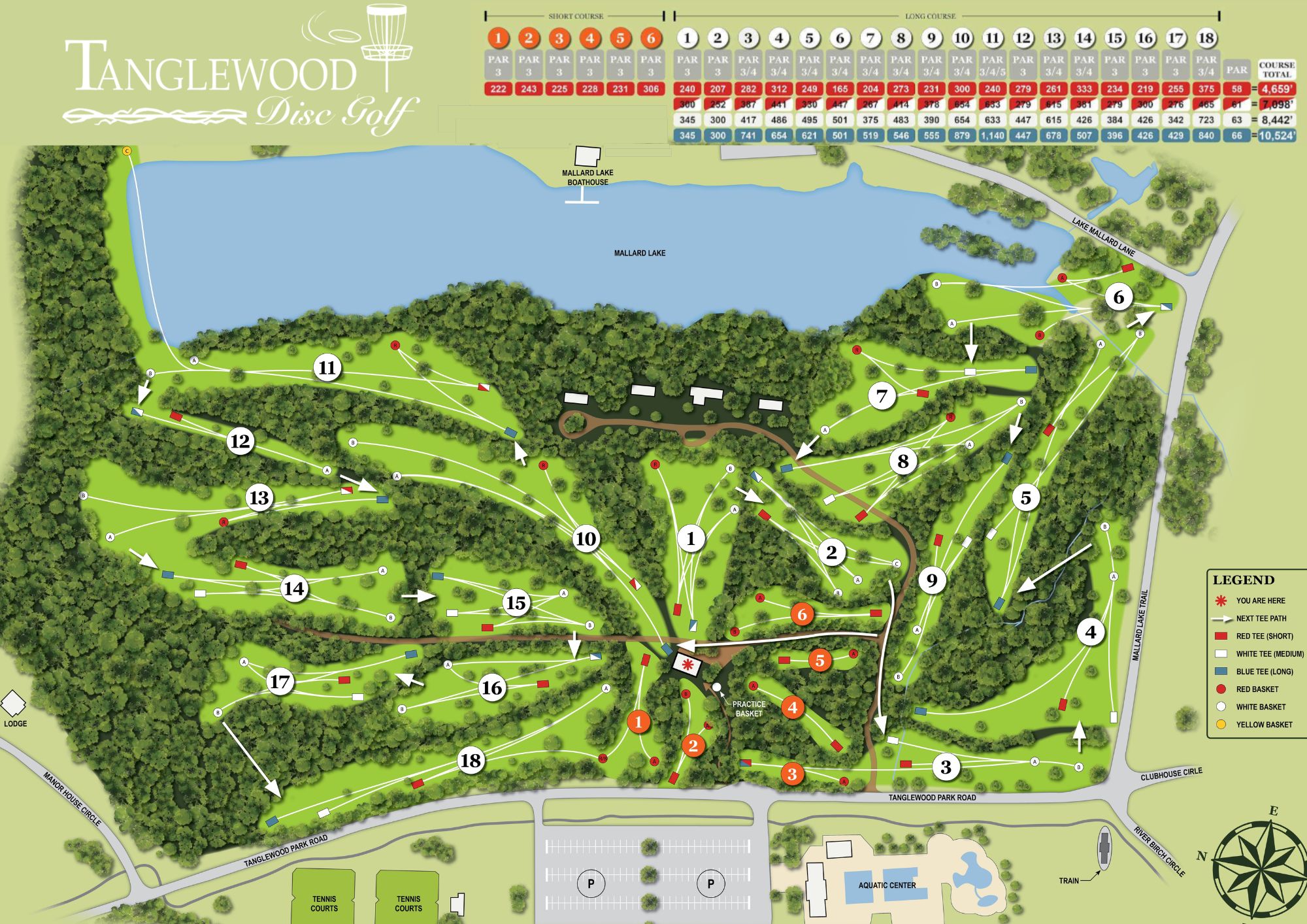 Map of Tanglewood Disc Golf Course